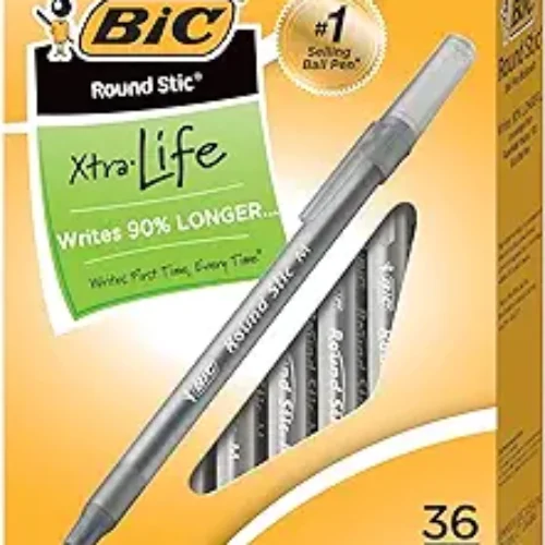 BIC® Round Stic® Xtra Life Ball Point Pen, Black, 36 Pack